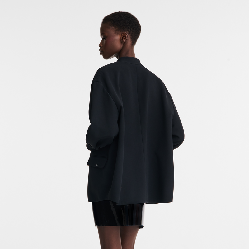 Veste , Cr&ecirc;pe - Noir  - Vue 3 de 4