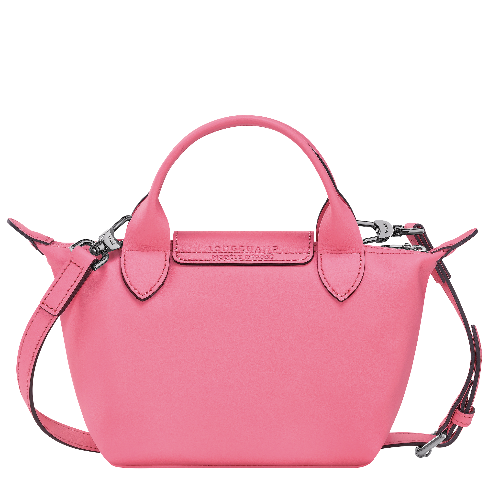 Longchamp Ladies Le Pliage Cuir Mini Top Handle Bag - Pink In Pink