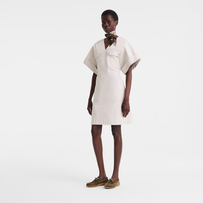 Short dress , Ivory - Double-face gabardine