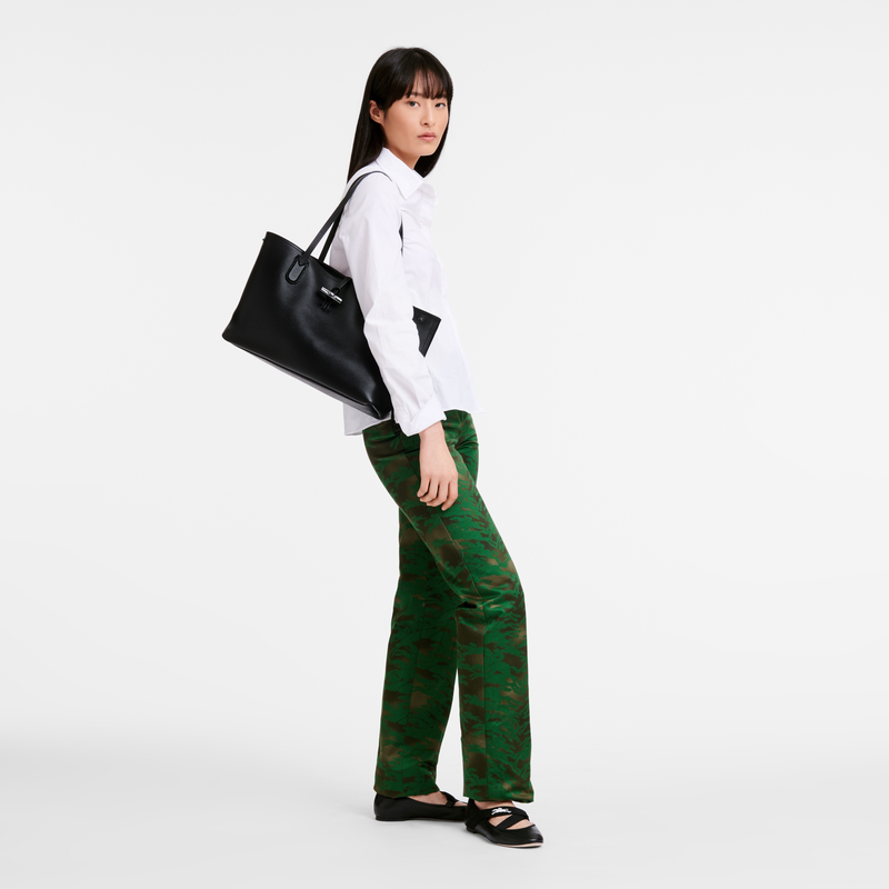 Le Roseau Essential M Tote bag , Black - Leather  - View 2 of 6