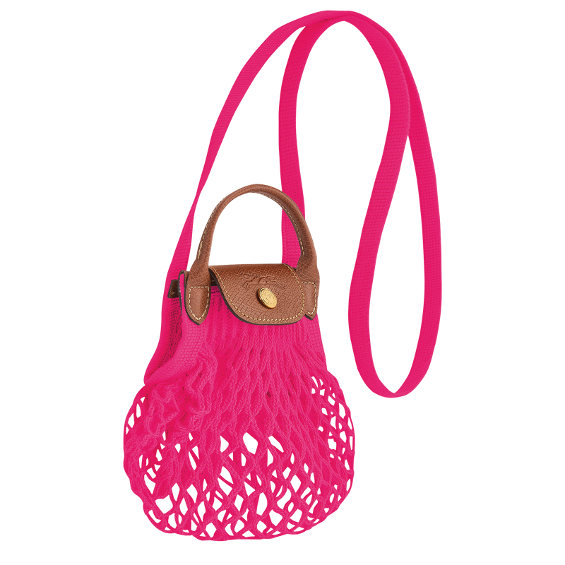 Longchamp `le Pliage Filet` Extra Small Mesh Bag in Pink