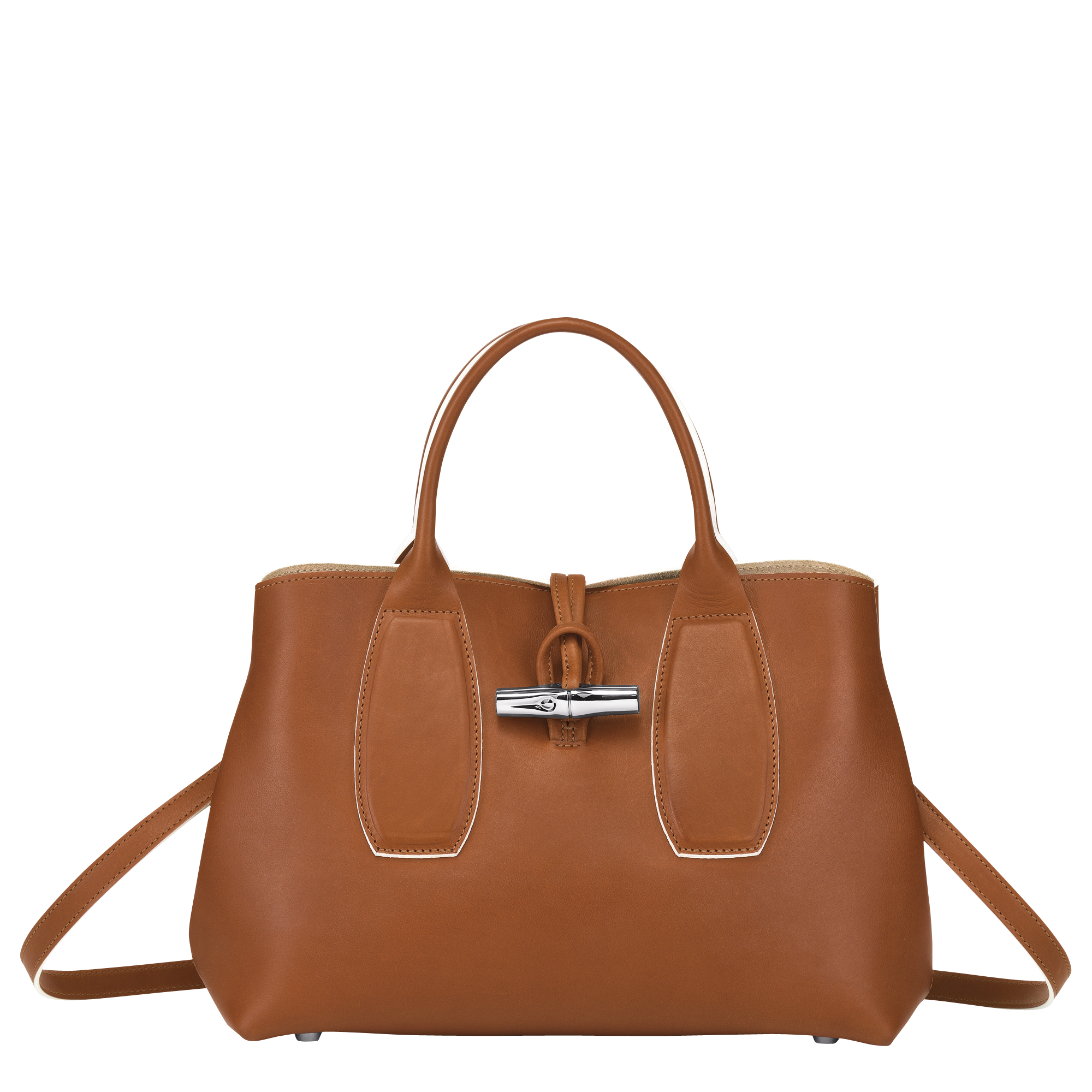 Longchamp `roseau Box` Medium Handbag in Brown