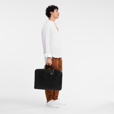 Valise M Le Foulonn&eacute; , Cuir - Noir