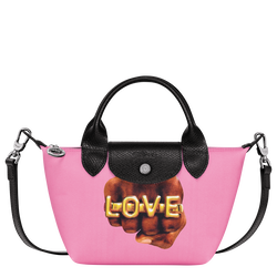 Longchamp x ToiletPaper Tas met handgreep aan de bovenkant XS , Roze - Canvas