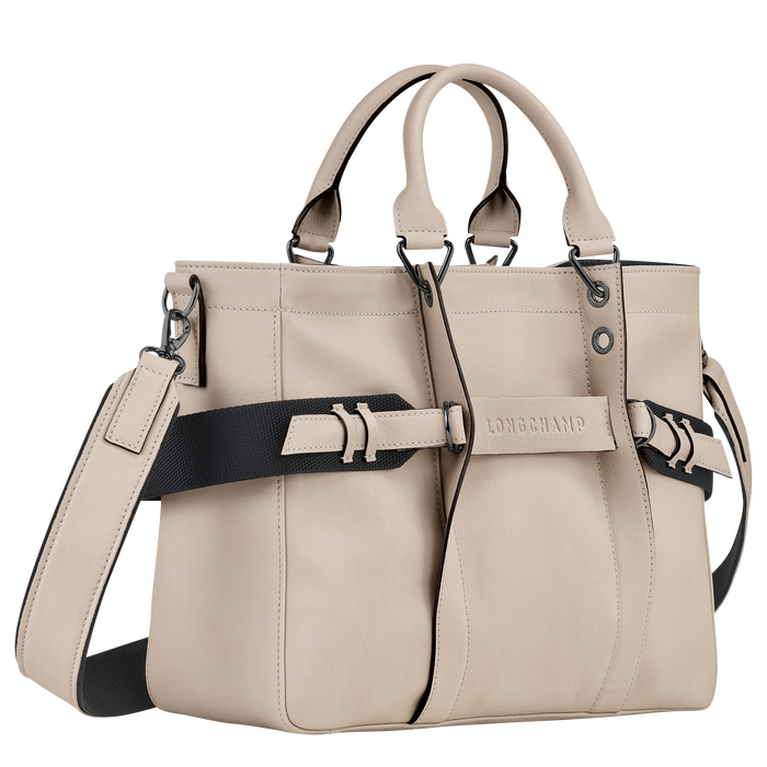 Longchamp 3D Sangle Tas met handgreep aan de bovenkant M, Leemkleurig