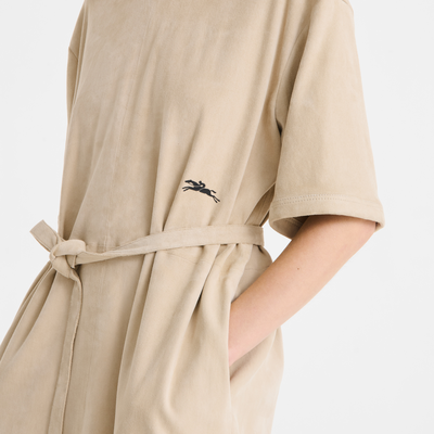 null Langes Kleid aus Leder, Leinen