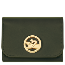 Brieftasche im Kompaktformat Box-Trot , Leder - Khaki