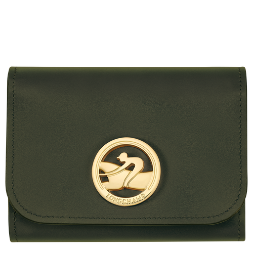 Brieftasche im Kompaktformat Box-Trot , Leder - Khaki - Ansicht 1 von 2