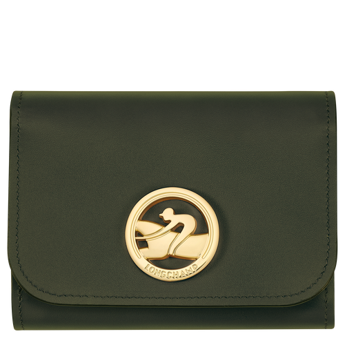 Brieftasche im Kompaktformat Box-Trot , Leder - Khaki - Ansicht 1 von 2