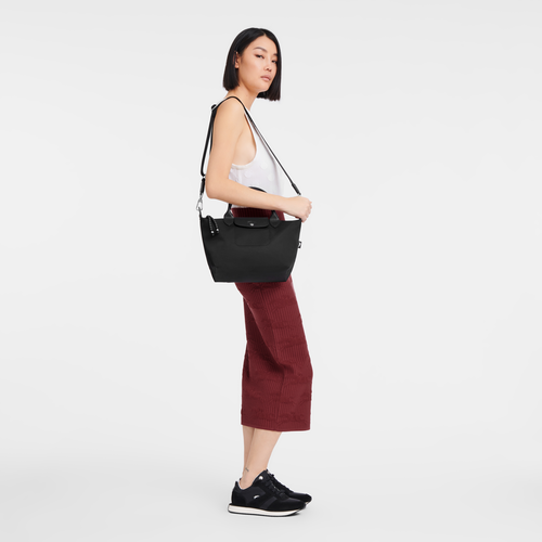 Longchamp black Mini Leather Le Pliage Top-Handle Bag