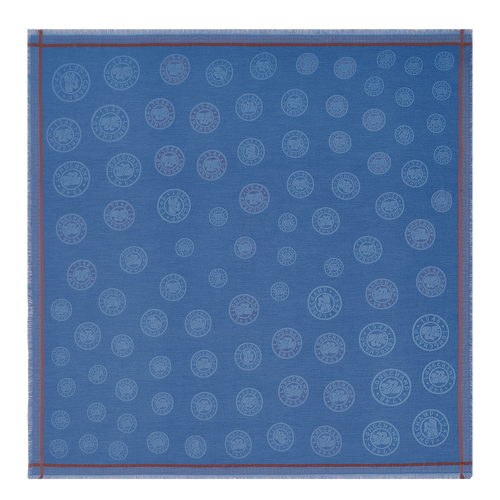 Châle La Médaille Longchamp , Coton mélangé - Bleuet - Vue 1 de 2