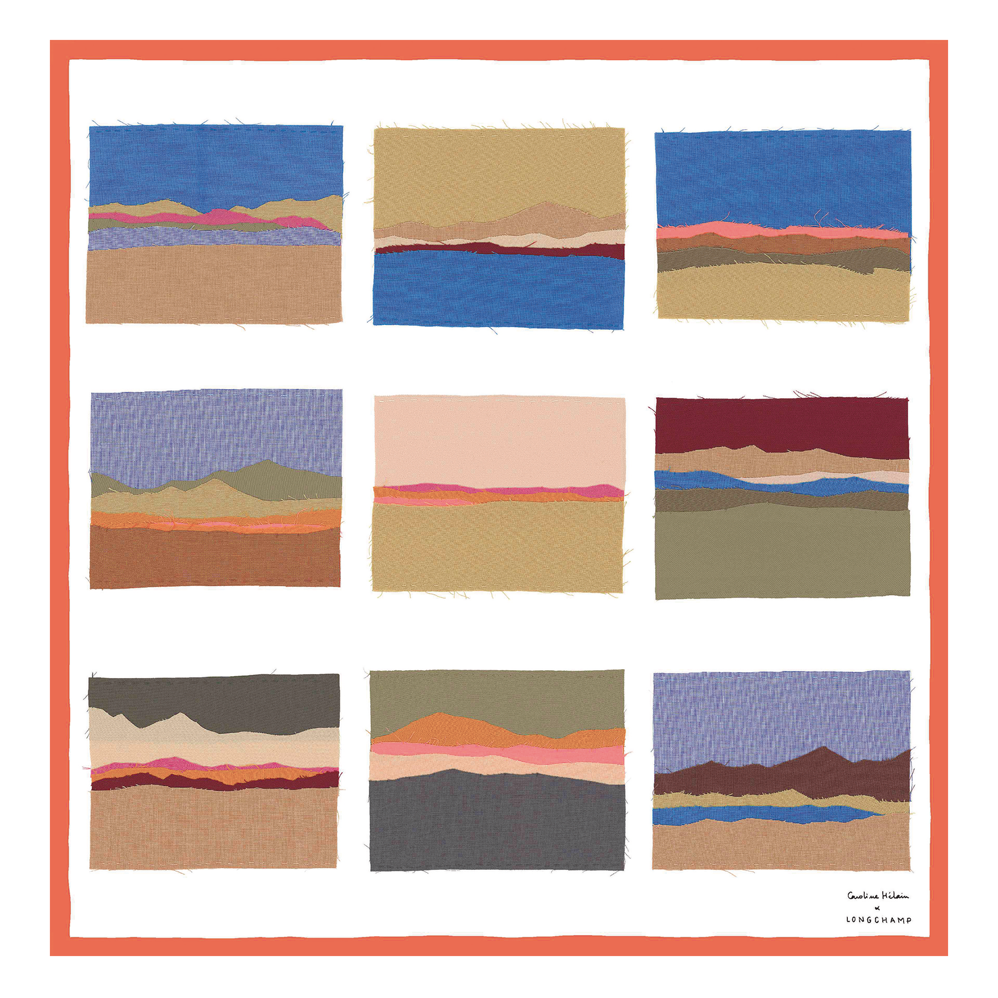 Caroline H&eacute;lain x Longchamp Silk scarf 70, Orange