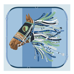 Tête de cheval Zijden sjaal 90 , Marineblauw - Zijde