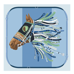 Tête de cheval Pañuelo de seda 90 , Seda - Azul Marino