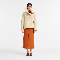 Coat , Ecru - Leather