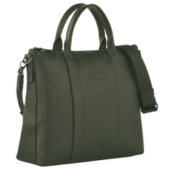Longchamp 3D Briefcase , Khaki - Leather