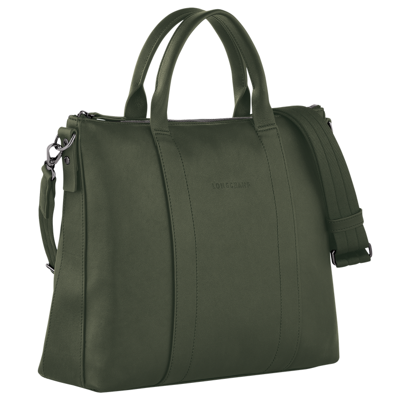 Longchamp 3D Briefcase , Khaki - Leather  - View 2 of  4