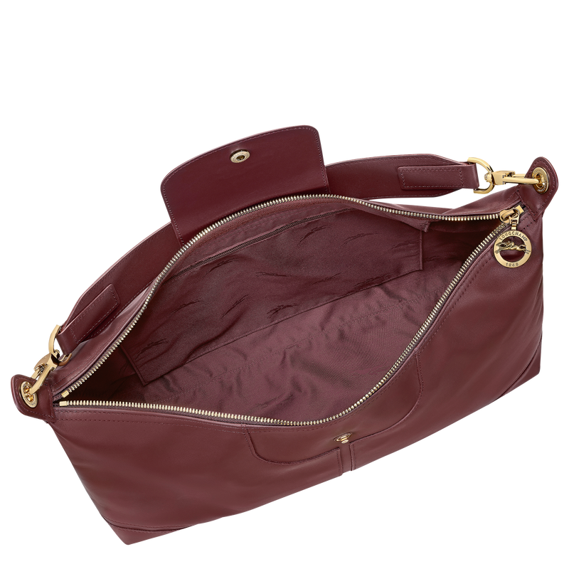 Sac port&eacute; &eacute;paule XL Le Pliage Xtra , Cuir - Bordeaux  - Vue 4 de 4