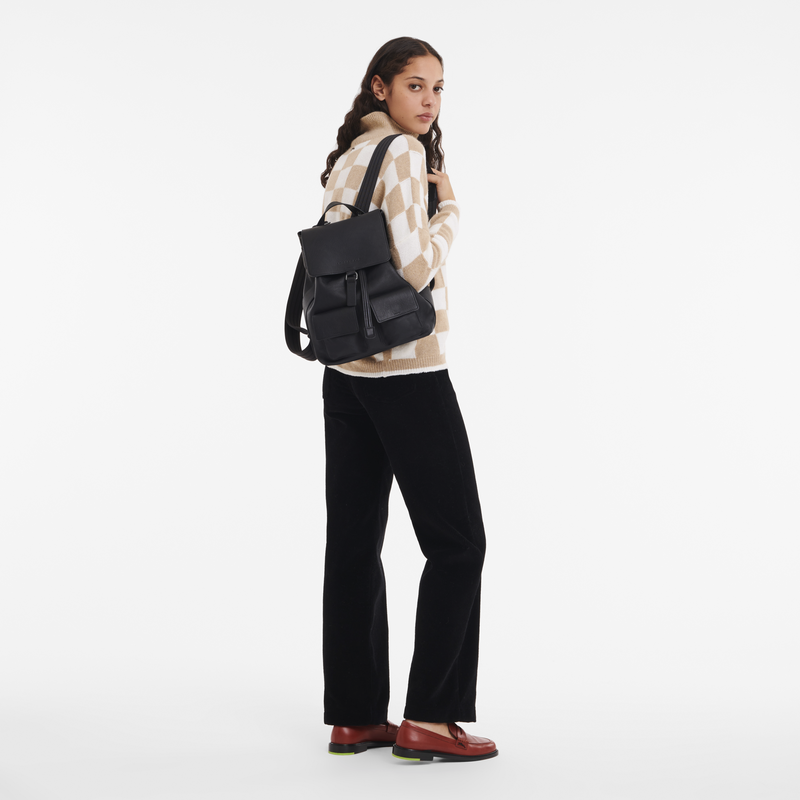ロンシャン／Longchamp リュック バッグ バックパック レディース 女性 女性用レザー 革 本革 ブラック 黒  L1556970001 3D Backpack S フラップ式 スタッズ デイパック