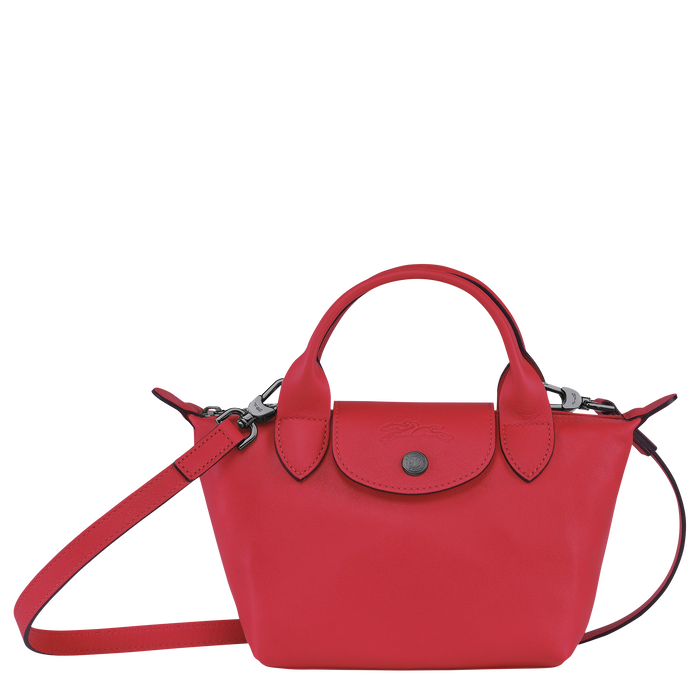 Le Pliage Cuir Top handle bag XS, Red Kiss