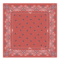 French Bandana Silk scarf 50 , Coral - Silk