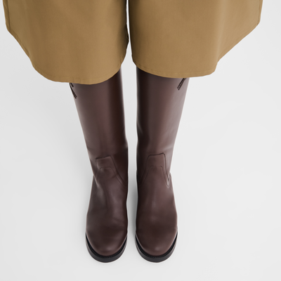 Bottes plates Candice , Cuir - Moka