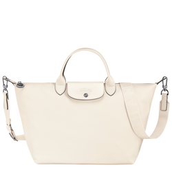 Le Pliage Xtra Tas met handgreep aan de bovenkant L , Ecru - Leder