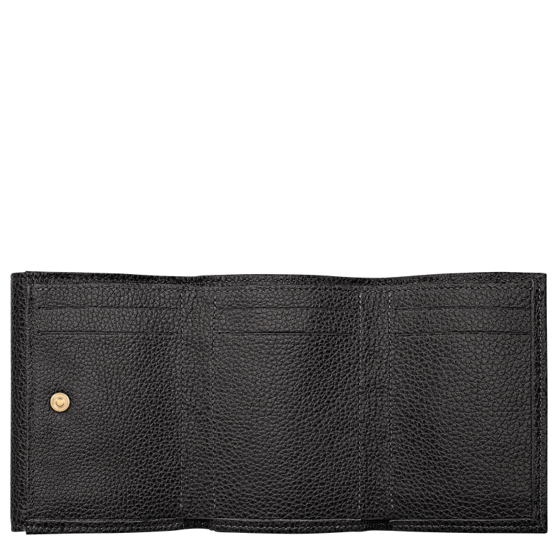 Le Foulonné Compact wallet Black - Leather | Longchamp US