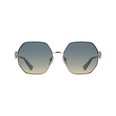 Lunettes de soleil , M&eacute;tal - Dor&eacute;/Bleu