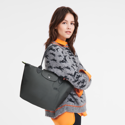 Le Pliage Green M Tote bag , Graphite - Recycled canvas