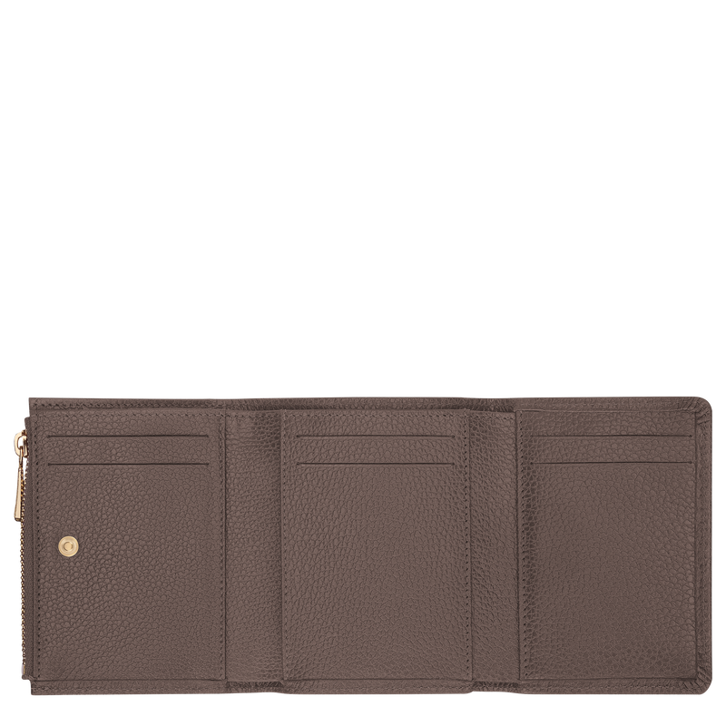 Le Foulonn&eacute; Compact wallet , Taupe - Leather  - View 3 of  3