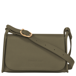Le Foulonné M Crossbody bag , Khaki - Leather