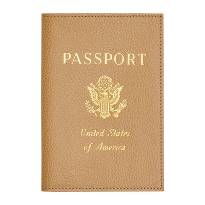 Le Foulonn&eacute; Passport cover , Biscuit - Leather