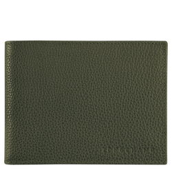 Le Foulonné Wallet , Khaki - Leather