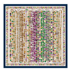 Pearl necklace Silk scarf 50 , Navy - OTHER