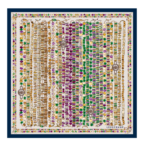 Parelketting Zijden sjaal 50 , Marineblauw - Zijde - Weergave 1 van  2