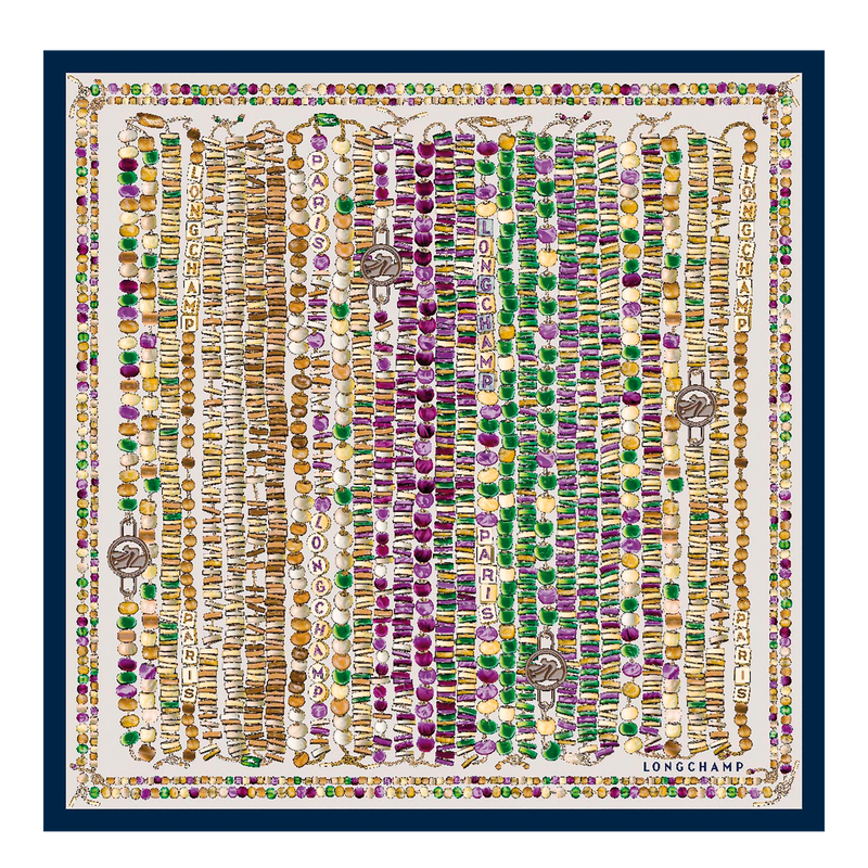 Parelketting Zijden sjaal 50 , Marineblauw - Zijde  - Weergave 1 van  2