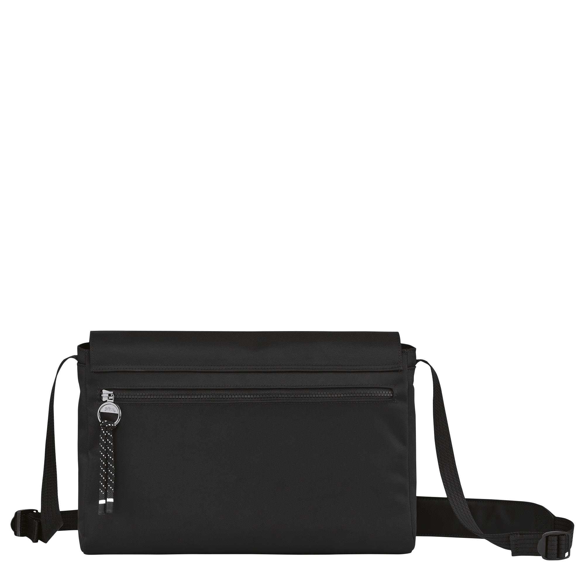 S black nylon crossbody bag with flap