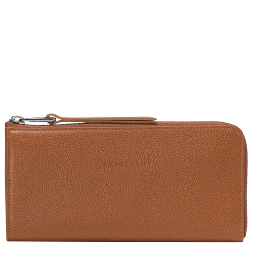 Le Foulonné Long wallet with zip around, Caramel