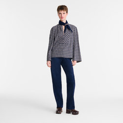 Blouse , Navy - Jacquard cotton