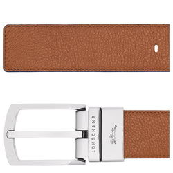 Le Foulonn&eacute; Men's belt , Caramel/Navy - Leather