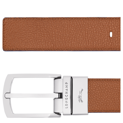 Ceinture homme Le Foulonn&eacute; , Cuir - Caramel/Marine