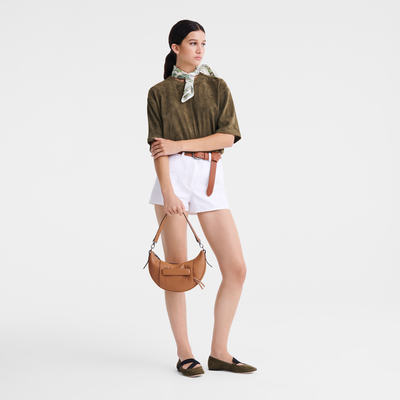 Sac bandouli&egrave;re S Longchamp 3D , Cuir - Naturel