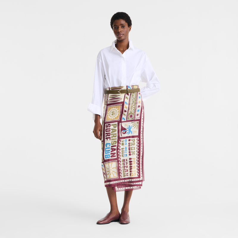 파리지앵 서핑 클럽 파레오 , 버건디 - 코튼  - 1 이미지 보기 1