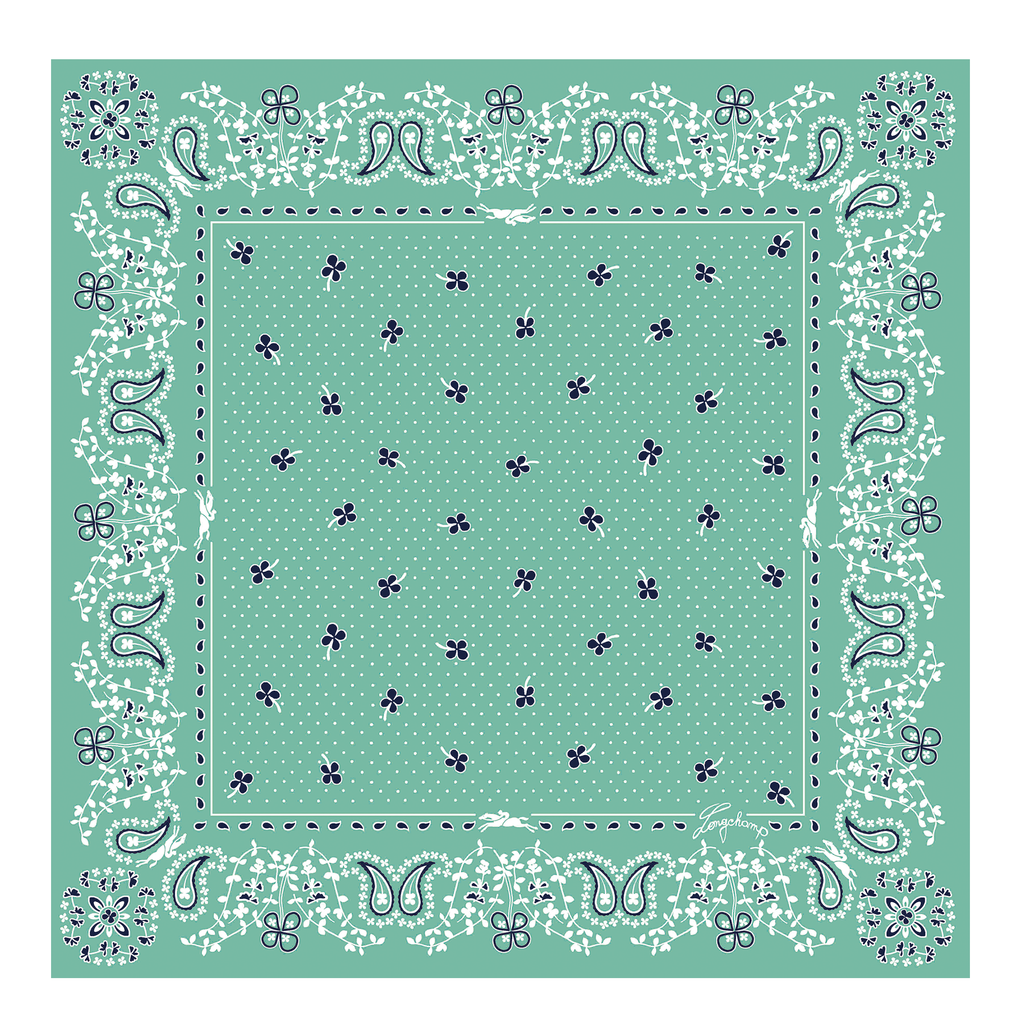 French Bandana Foulard di seta 50,  Menta
