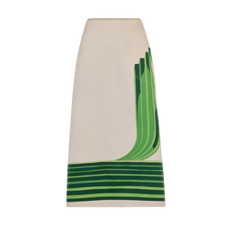 Skirt , Heritage Green - Printed gabardine