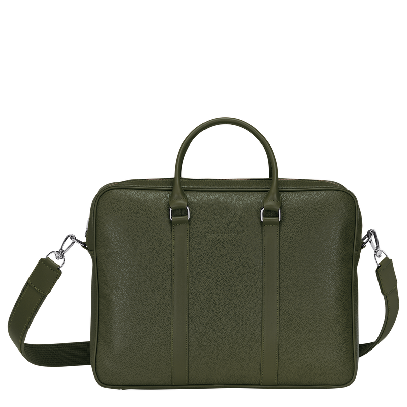 Le Foulonné M Briefcase , Khaki - Leather  - View 1 of  4