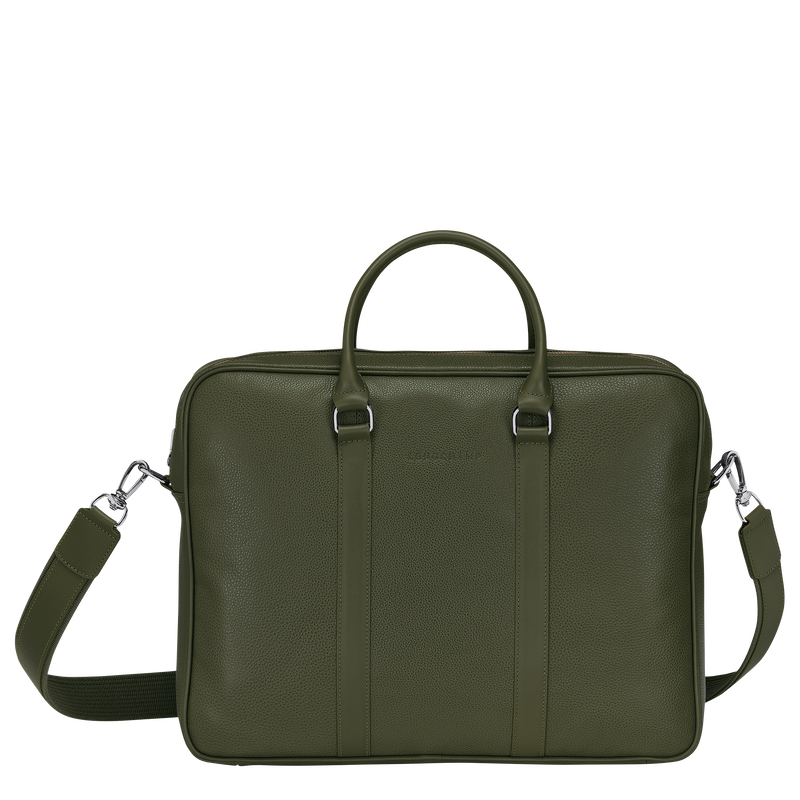 Le Foulonné M Briefcase , Khaki - Leather  - View 1 of  4