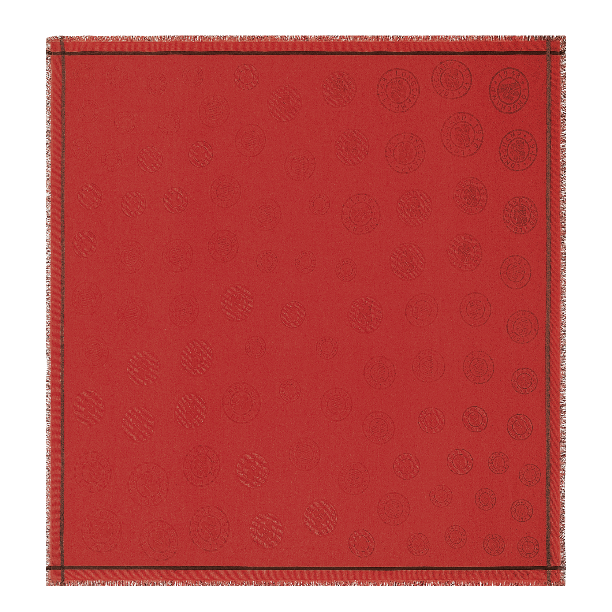 ストール 120X120cm, トマト - ビュー 1:
2 - 拡大 ロンシャン メダル ストール 120X120cm, トマト