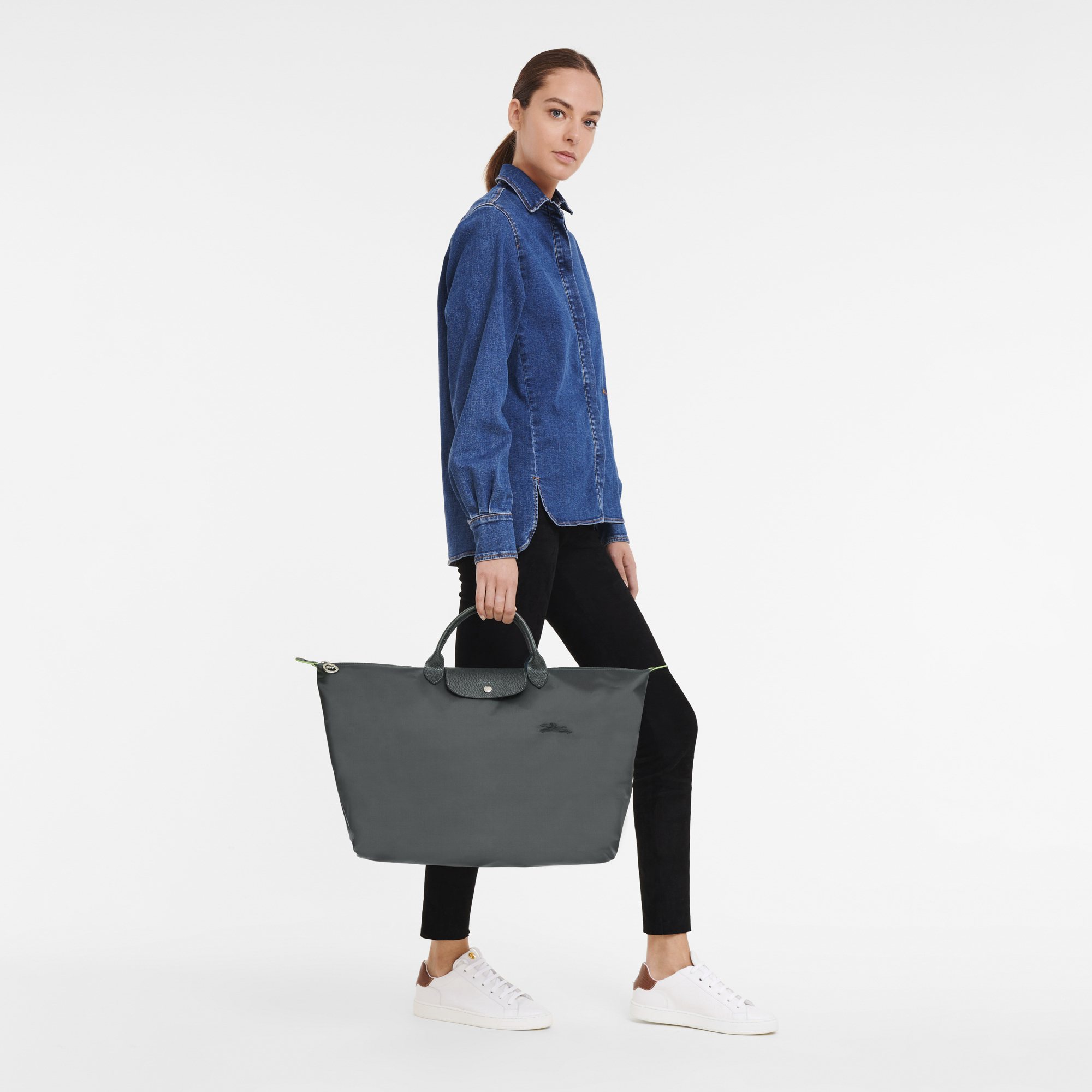 新品 ロンシャン LONGCHAMP ボストンバッグ ル プリアージュ グリーン トラベルバッグ グラファイト